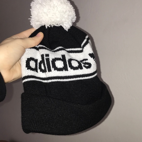 black and white adidas beanie